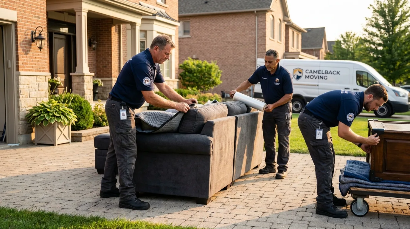 Large estate moving crew wrapping furniture in Ocean View, DE